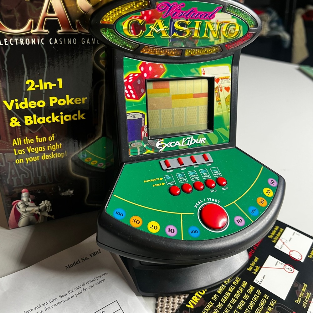 Excalibur Virtual Casino 2-in-1 Video Poker & Blackjack Handheld Game VR02 Boxed